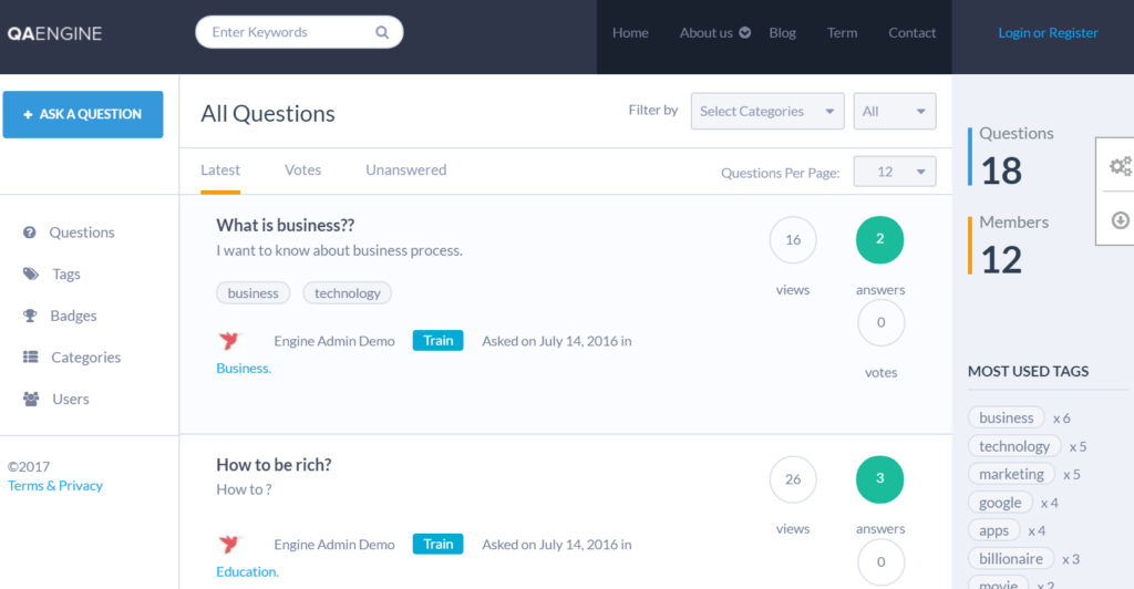 QA Engine Screenshot