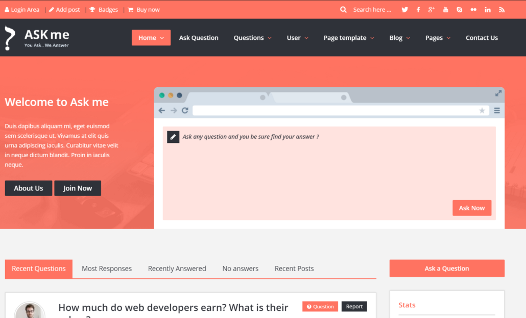 Ask Me Theme Screenshot