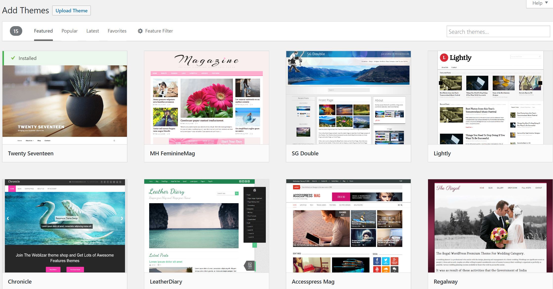 WordPress Add New Theme